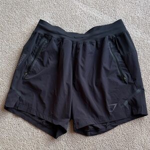 GymShark Black Athletic Shorts with Zipper Pockets Mens Medium